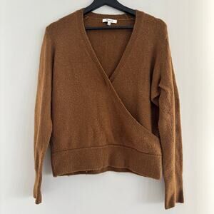 Madewell Wrap-Front Sweater Camel Tan Coziest Yarn Alpaca Wool Blend Size Medium